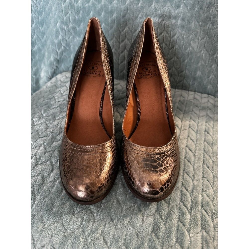 Lucky Brand Sofi High Heel‎ Dress Pumps Pewter Metallic Crackle Size 10M